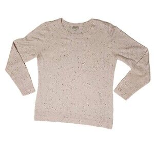 Talbots Women's Pink Confetti Long Sleeve Round Neck Pullover Top Size Medium